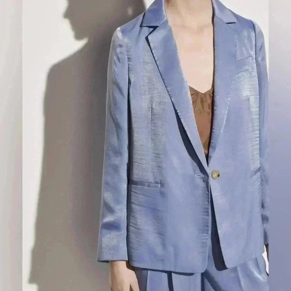Vince - Drapey Boyfriend Blazer in Sky‎ Graphit - Picture 1 of 6